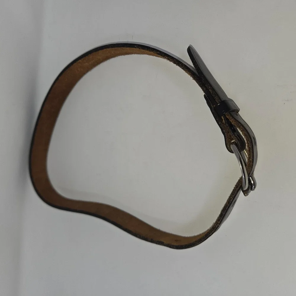 Vintage Lee Jeans Leather Boy's Belt Pair Black Brown 28 Inch Slide Buckle